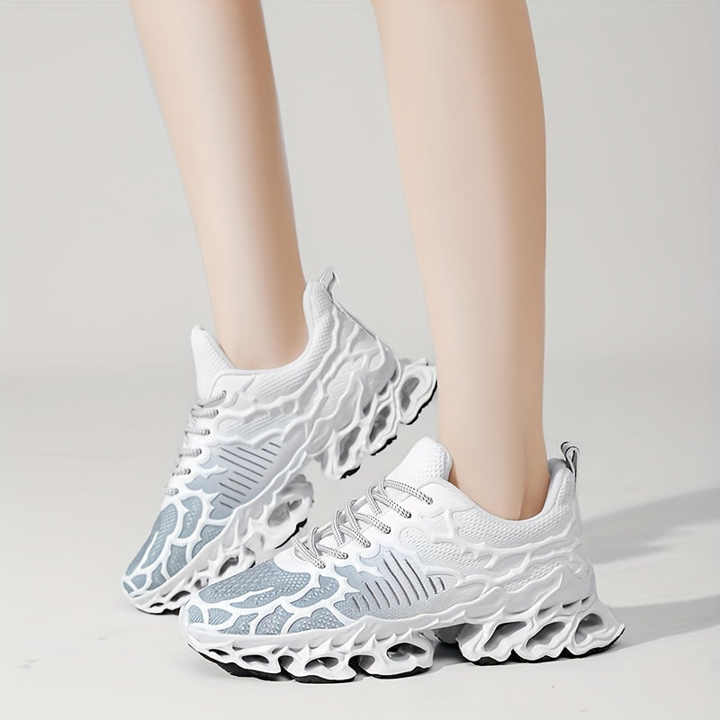 Women's Breathable Knit Blade Sneakers - Stylish Low-Top Sneakers with Transparent Bubble Sole, Lightweight & Comfortable for All-Day Wear